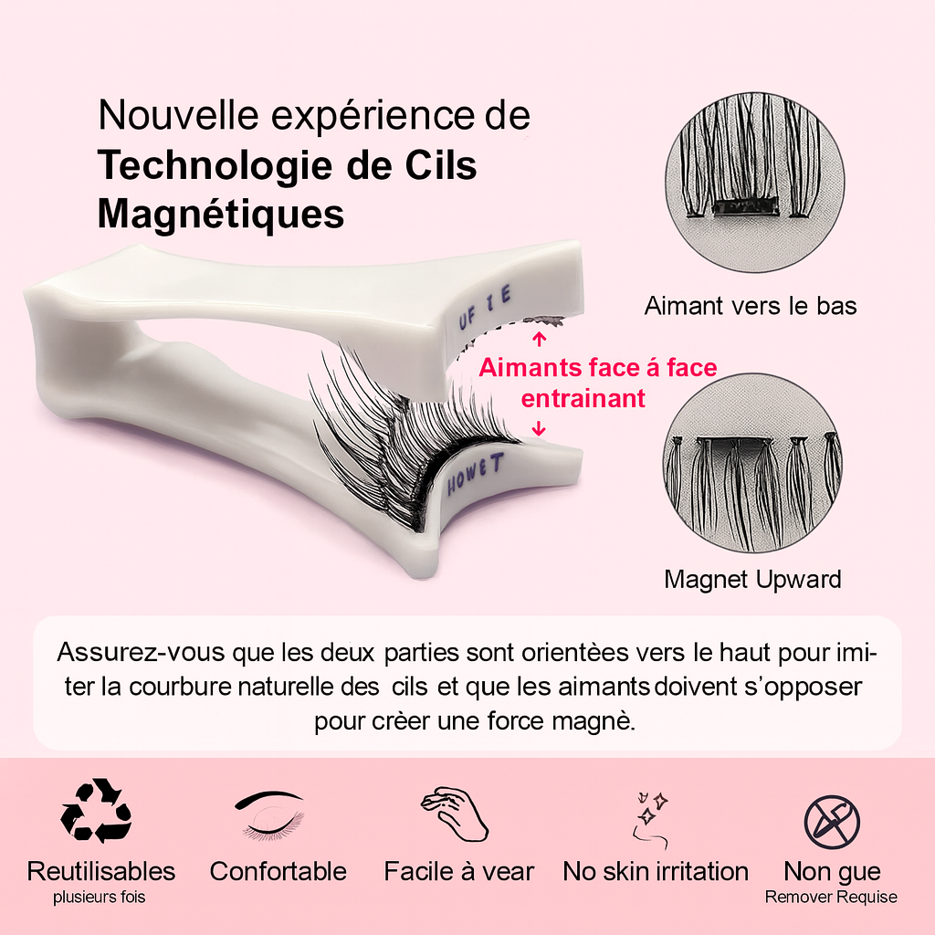 ✨ Faux Cils Magnétiques Réutilisables – Regard Glamour en 5 secondes !